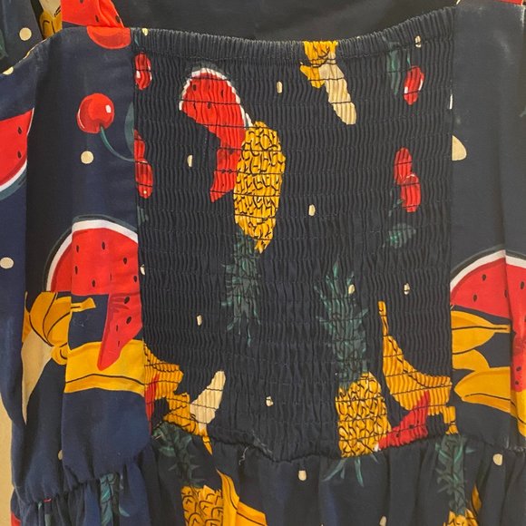 Modcloth X Collectif Vintage Fruit Print A-line Drop Waist Dress - US Small/UK10 - Picture 3 of 4